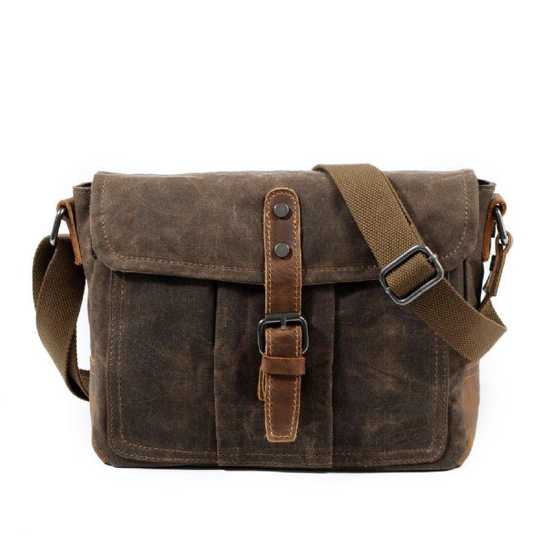 Messenger-tasche Aus Gewachstem Canvas Im Vintage-stil Crossbody