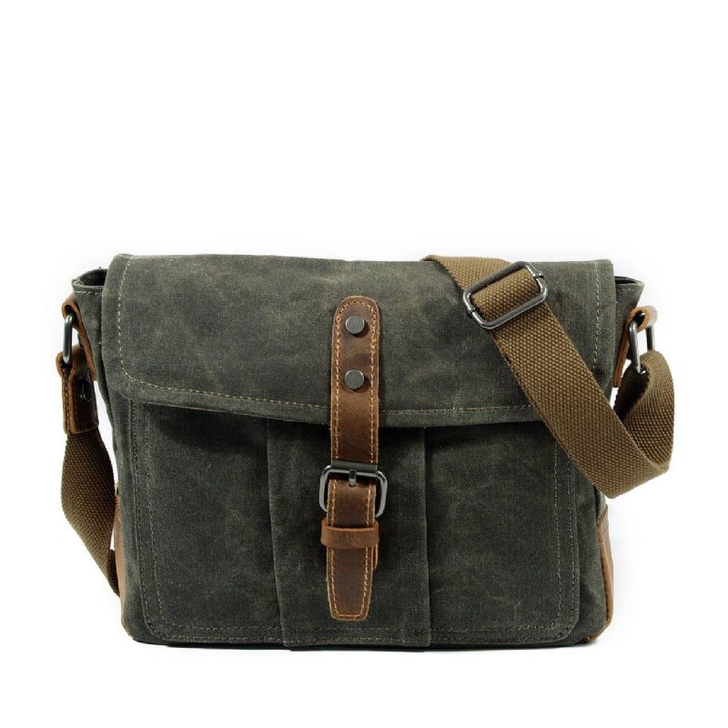 Messenger-tasche Aus Gewachstem Canvas Im Vintage-stil Crossbody