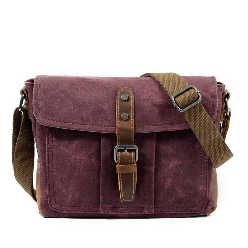 Messenger-tasche Aus Gewachstem Canvas Im Vintage-stil Crossbody