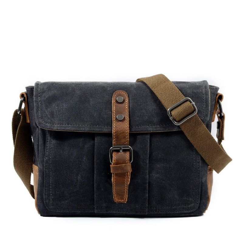 Messenger-tasche Aus Gewachstem Canvas Im Vintage-stil Crossbody