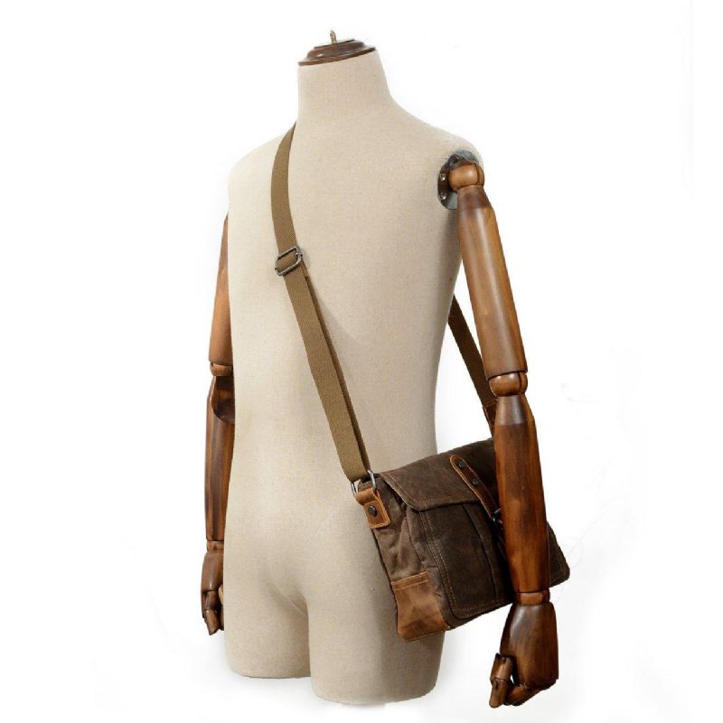 Messenger-tasche Aus Gewachstem Canvas Im Vintage-stil Crossbody