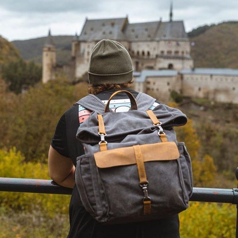 Outdoor-rucksack Aus Baumwoll-canvas Im Retro-look