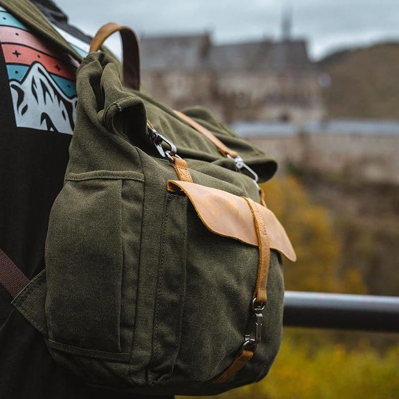 Outdoor-rucksack Aus Baumwoll-canvas Im Retro-look