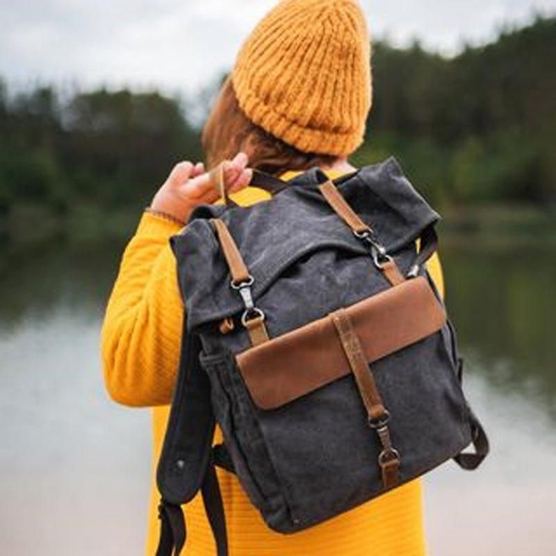 Outdoor-rucksack Aus Baumwoll-canvas Im Retro-look