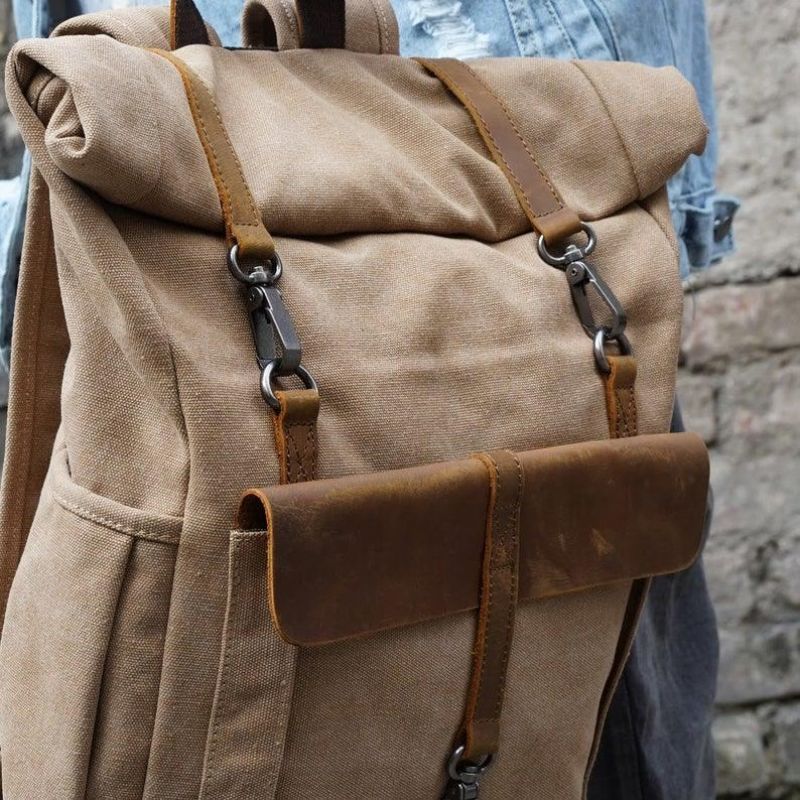 Outdoor-rucksack Aus Baumwoll-canvas Im Retro-look