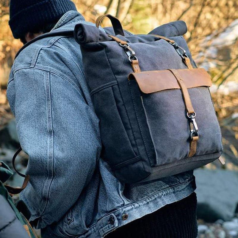 Outdoor-rucksack Aus Baumwoll-canvas Im Retro-look