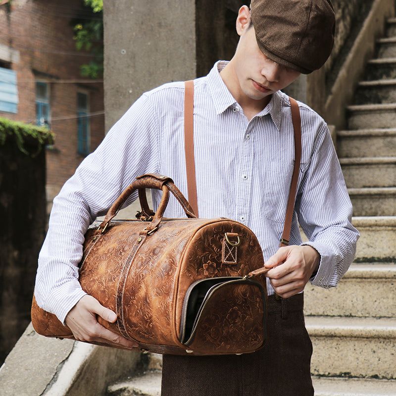 Reisetasche Aus Geprägtem Vollnarbenleder Für Herren