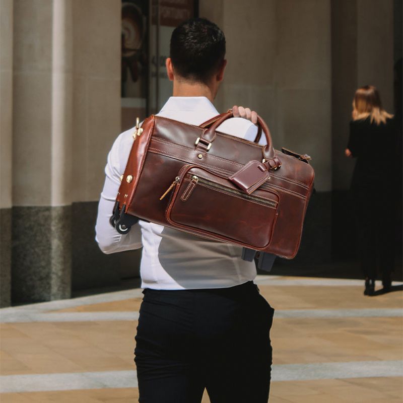 Reisetasche Aus Leder Für Herren Auf Rollen