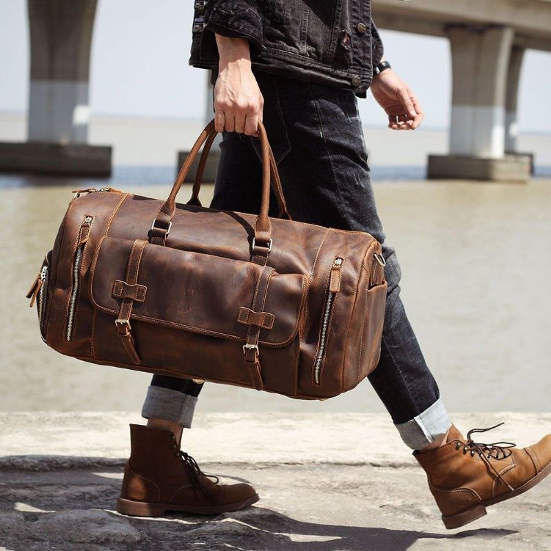 Reisetasche Aus Leder Für Herren Mit Schuhfach