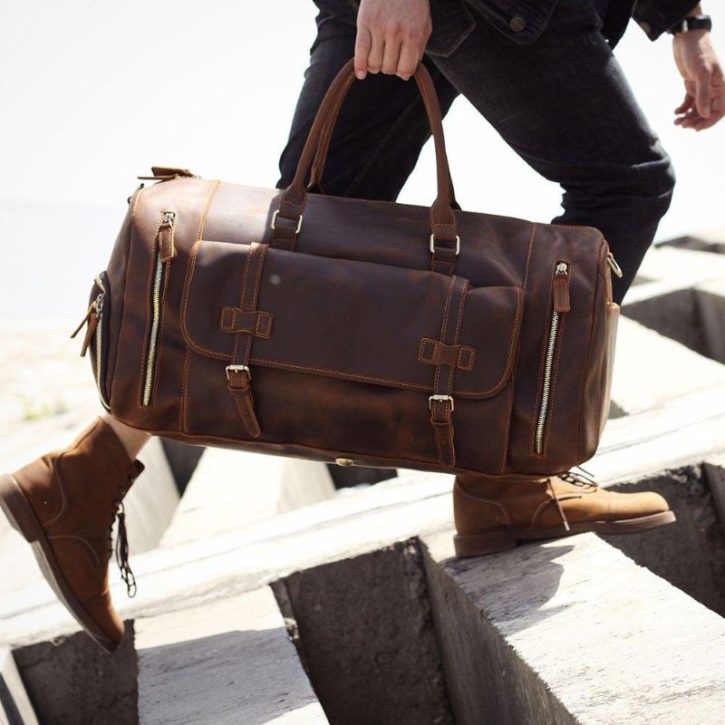 Reisetasche Aus Leder Für Herren Mit Schuhfach