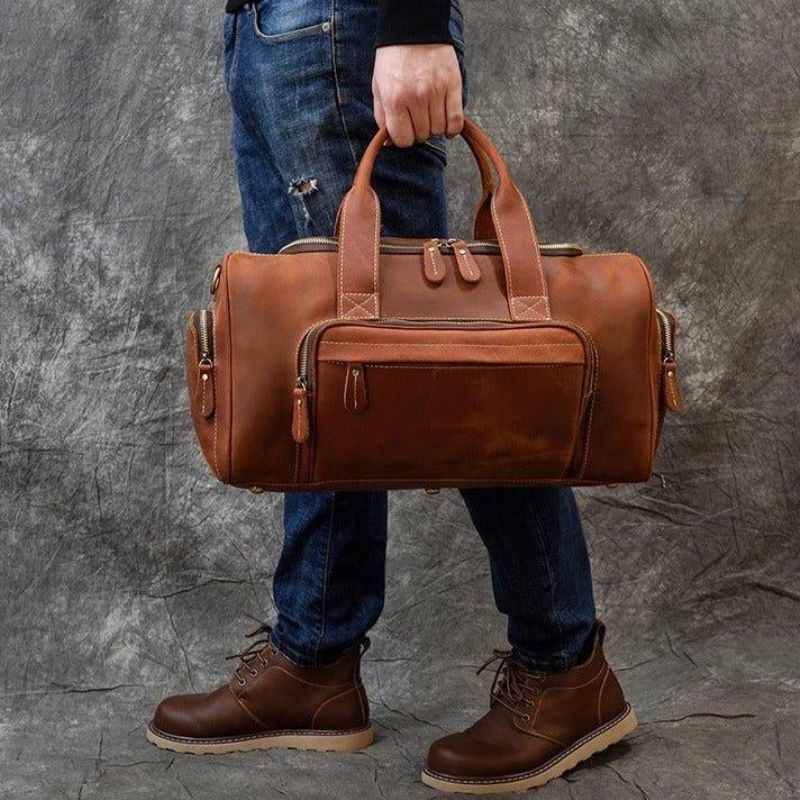 Reisetasche Aus Leder Für Herren Mit Taschen