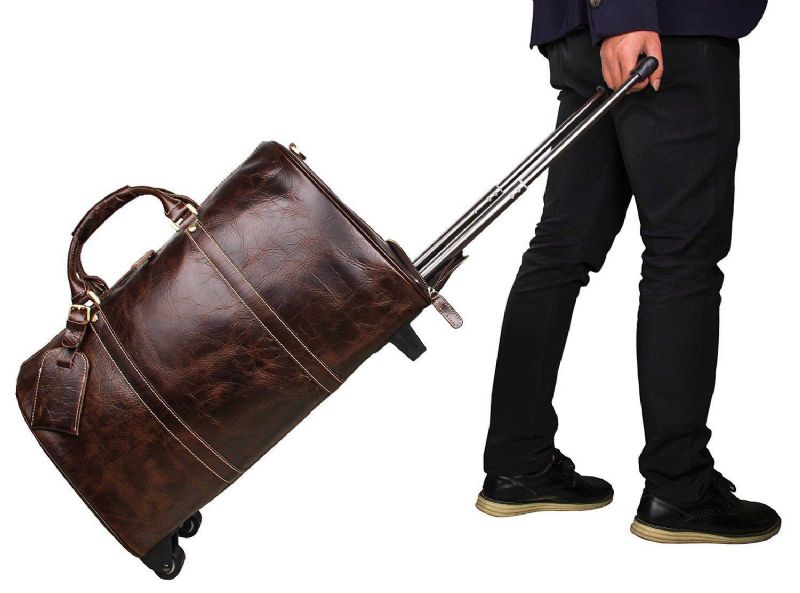 Reisetasche Aus Leder Mit Rollen 20 Zoll