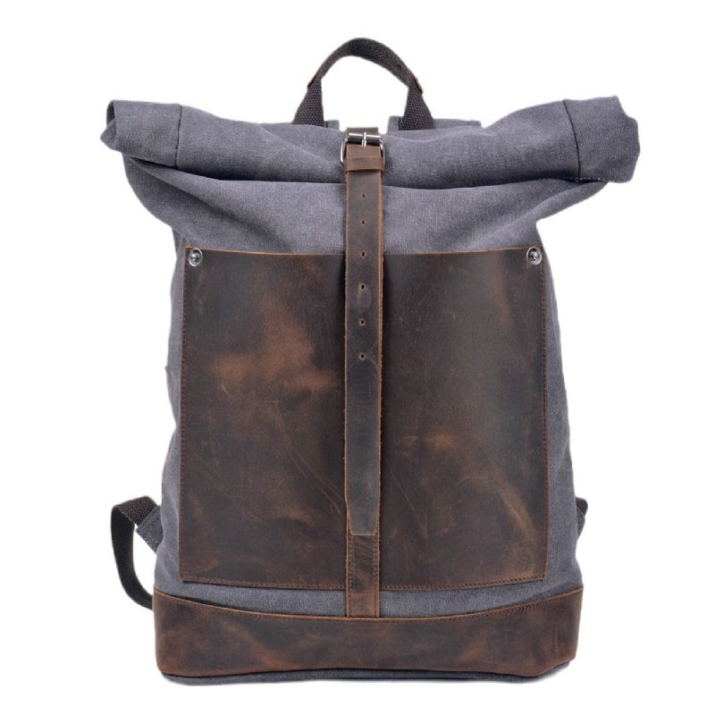 Rolltop-rucksack Aus Baumwoll-canvas Für Herren