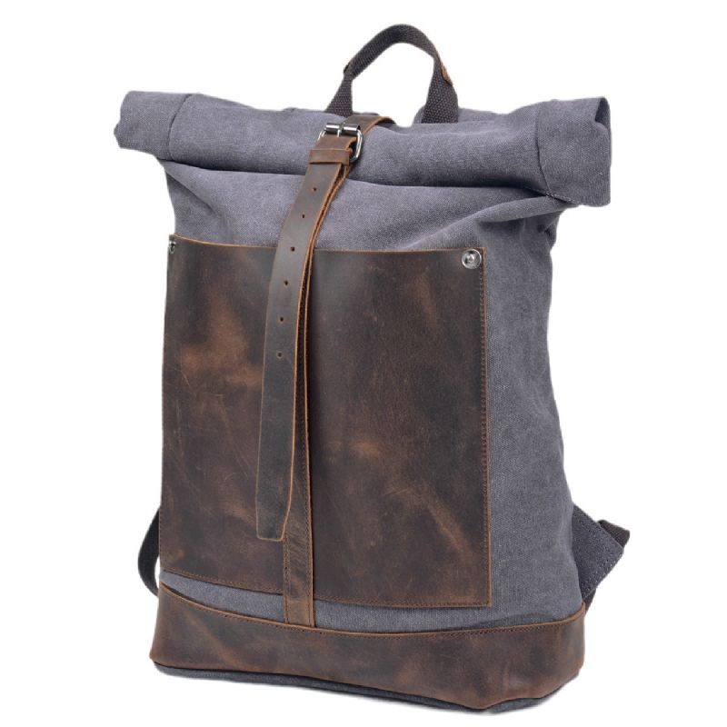 Rolltop-rucksack Aus Baumwoll-canvas Für Herren