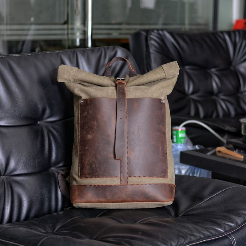 Rolltop-rucksack Aus Baumwoll-canvas Für Herren