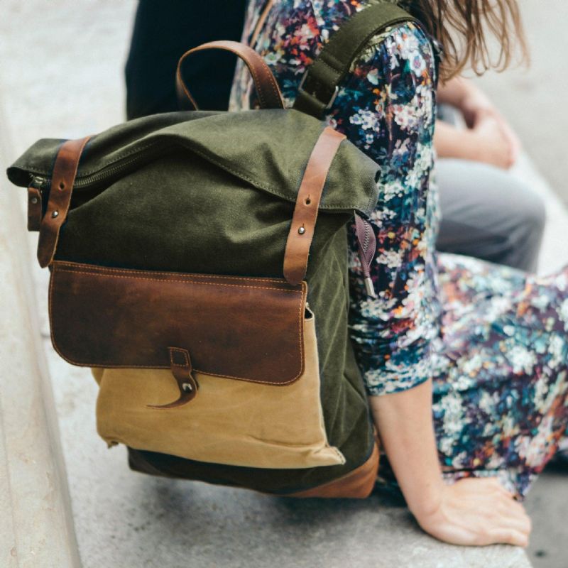 Rolltop-rucksack Aus Canvas