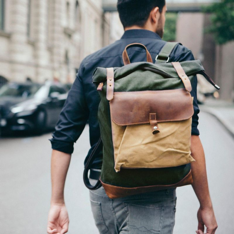 Rolltop-rucksack Aus Canvas