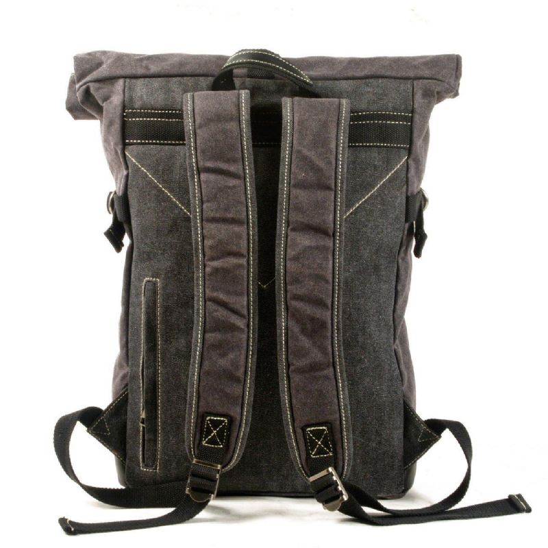 Rolltop-rucksack Aus Gewachstem Canvas Im Vintage-stil