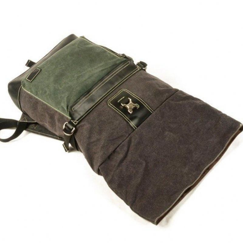 Rolltop-rucksack Aus Gewachstem Canvas Im Vintage-stil