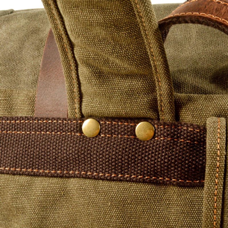 Rolltop-rucksack Aus Gewachstem Canvas Im Vintage-stil Mit Laptop-hülle