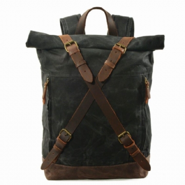 Rucksack Aus Canvas Mit Rolltop Für Herren Vintage-rucksack