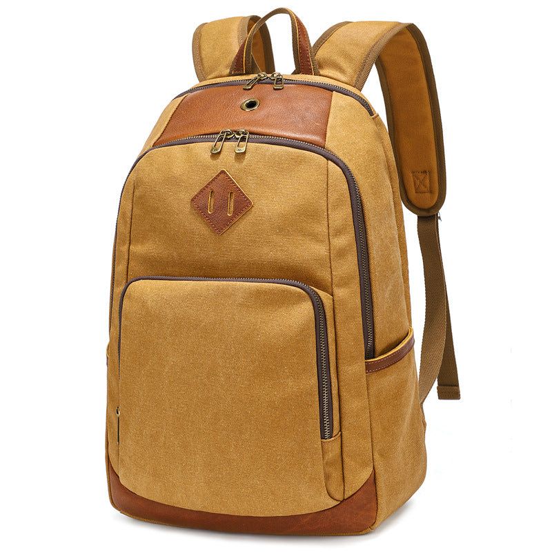 Rucksack Aus Gewachstem Canvas Für 15-zoll-laptop Mit Genarbtem Leder