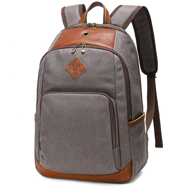 Rucksack Aus Gewachstem Canvas Für 15-zoll-laptop Mit Genarbtem Leder