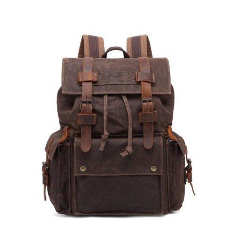 Rucksack Aus Gewachstem Canvas Für Herren Im Vintage-stil