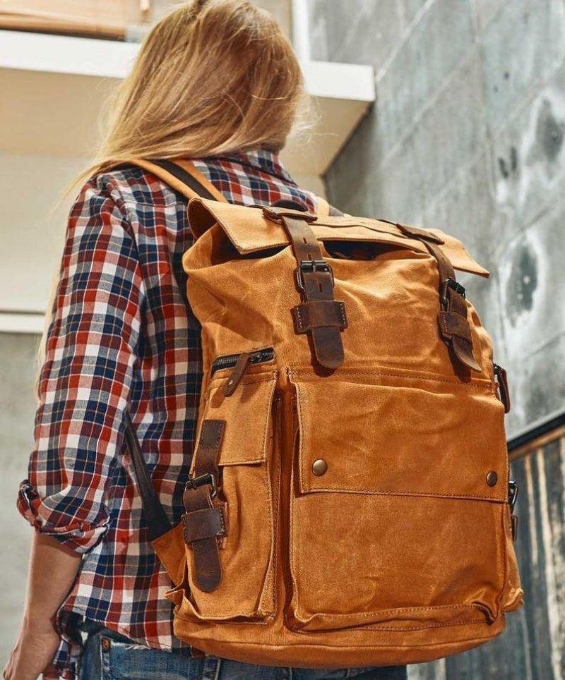 Rucksack Aus Gewachstem Canvas Für Herren Im Vintage-stil