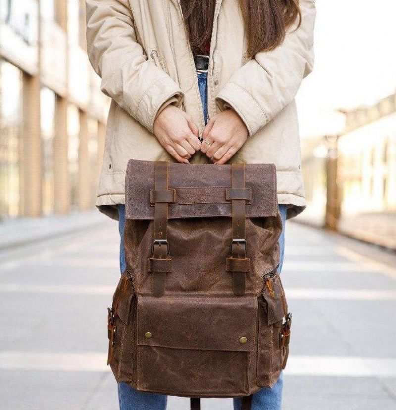 Rucksack Aus Gewachstem Canvas Für Herren Im Vintage-stil