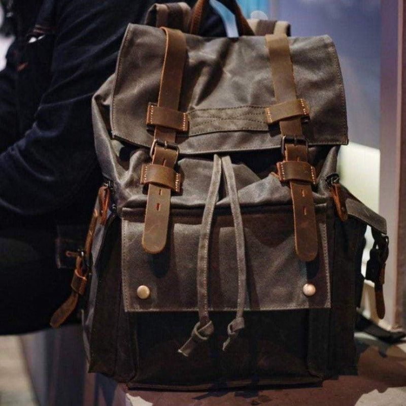 Rucksack Aus Gewachstem Canvas Für Herren Im Vintage-stil