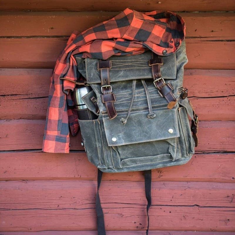 Rucksack Aus Gewachstem Canvas Für Herren Im Vintage-stil