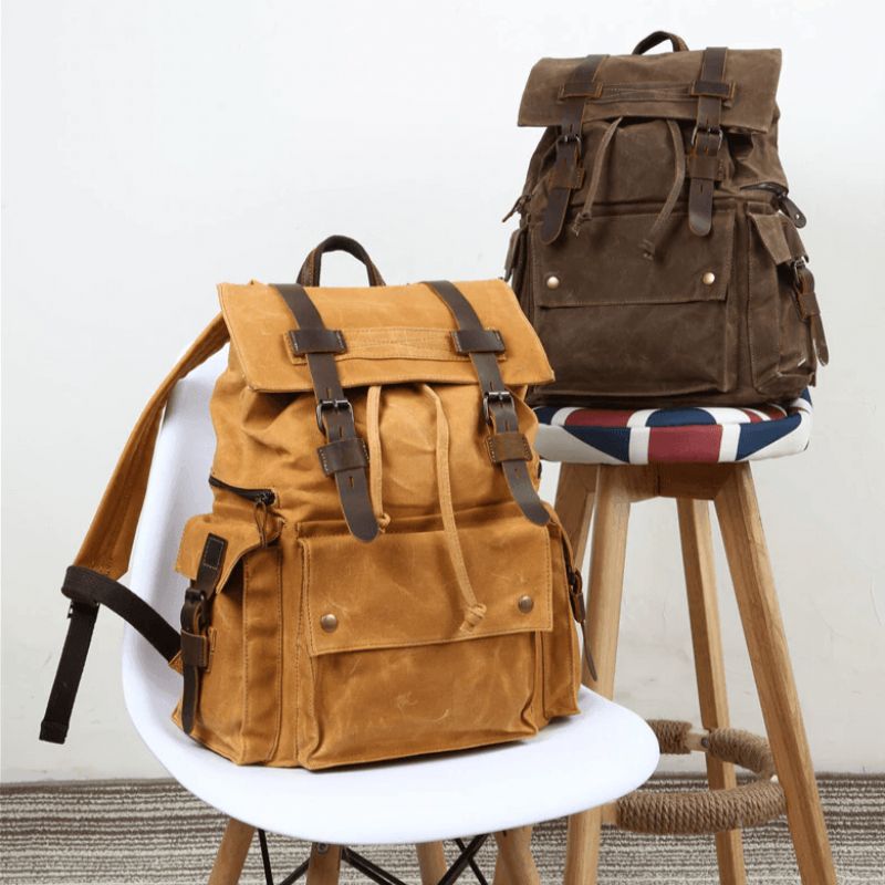 Rucksack Aus Gewachstem Canvas Für Herren Im Vintage-stil