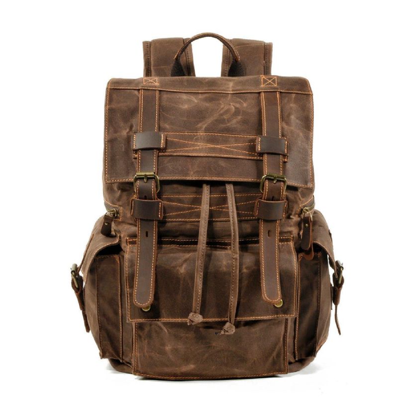 Rucksack Aus Gewachstem Canvas Für Herren Im Vintage-stil