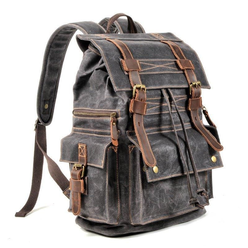 Rucksack Aus Gewachstem Canvas Für Herren Im Vintage-stil