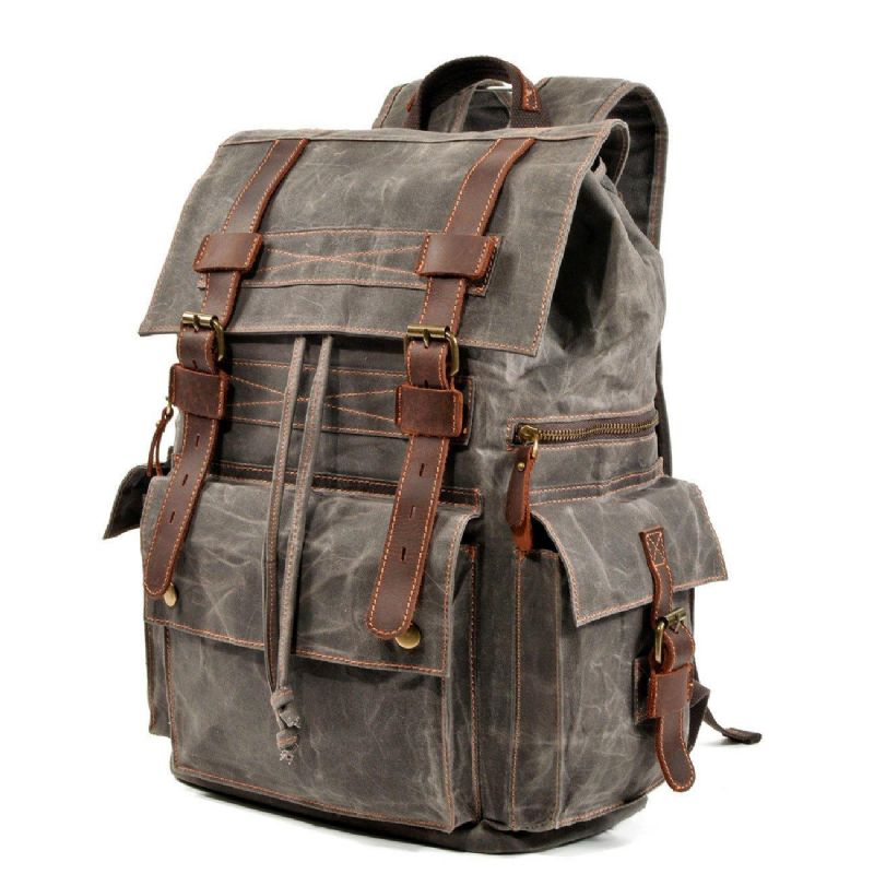 Rucksack Aus Gewachstem Canvas Für Herren Im Vintage-stil