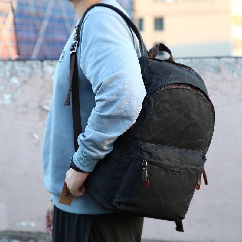 Rucksack Aus Gewachstem Canvas Für Herren Im Vintage-stil