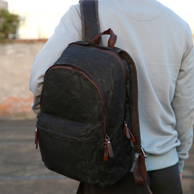 Rucksack Aus Gewachstem Canvas Für Herren Im Vintage-stil