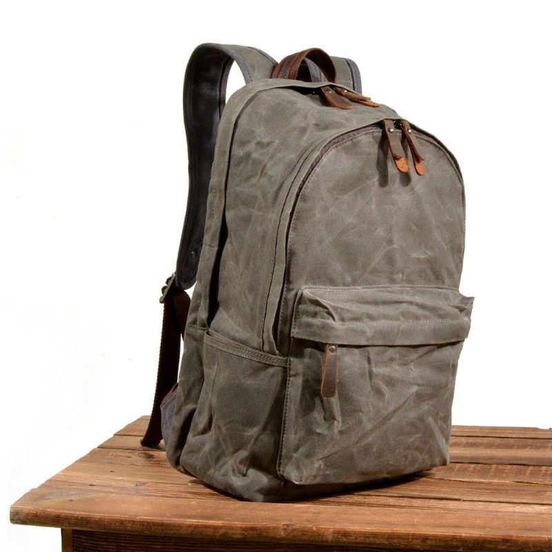 Rucksack Aus Gewachstem Canvas Für Herren Im Vintage-stil