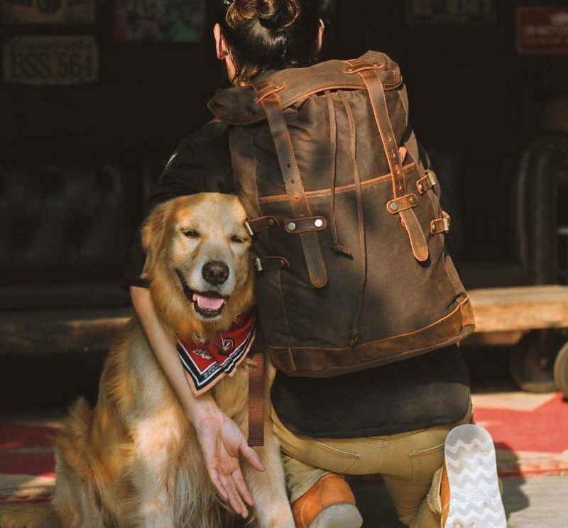 Rucksack Aus Gewachstem Canvas Für Herren Im Vintage-stil