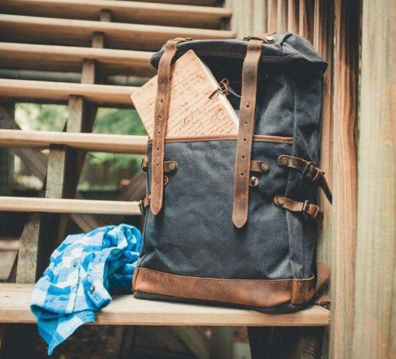 Rucksack Aus Gewachstem Canvas Für Herren Im Vintage-stil