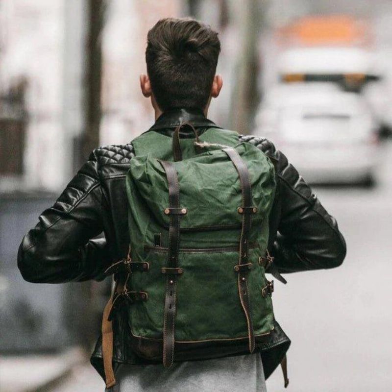 Rucksack Aus Gewachstem Canvas Für Herren Im Vintage-stil