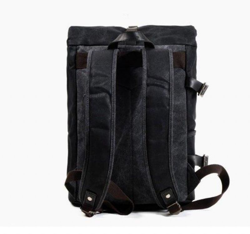 Rucksack Aus Gewachstem Canvas Für Herren Im Vintage-stil Mit Rollverschluss