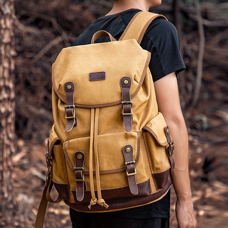 Rucksack Aus Gewachstem Canvas Für Reisen Im Freien