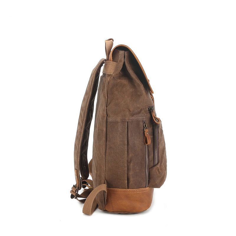 Rucksack Aus Gewachstem Canvas Mit Genarbtem Leder