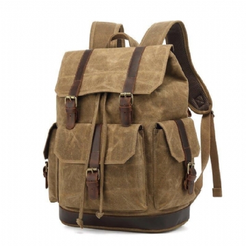 Rucksack Aus Gewachstem Canvas Mit Kordelzug Vintage-rucksack