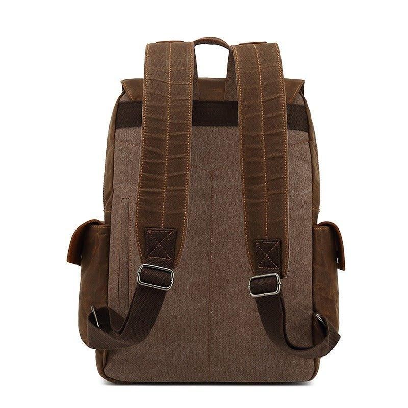 Rucksack Aus Gewachstem Canvas Mit Seitentaschen