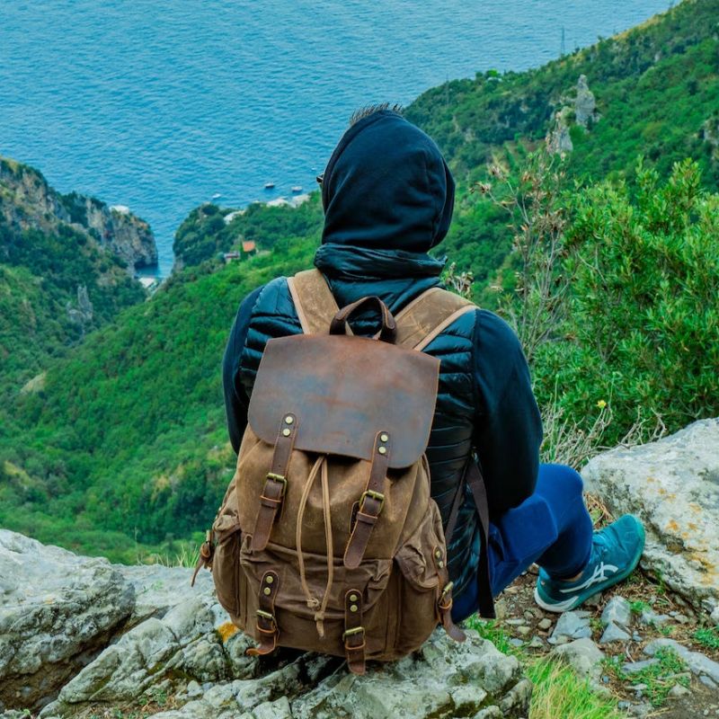 Rucksack Aus Gewachstem Canvas Und Leder Für Herren