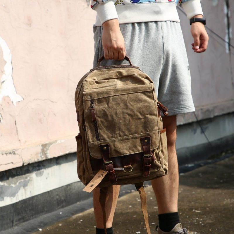 Rucksack Aus Gewachstem Canvas Vintage-rucksack