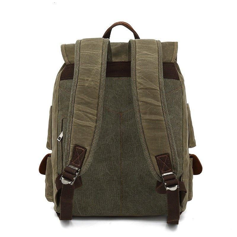 Rucksack Aus Leder Und Canvas Für Herren Mit Laptop-hülle